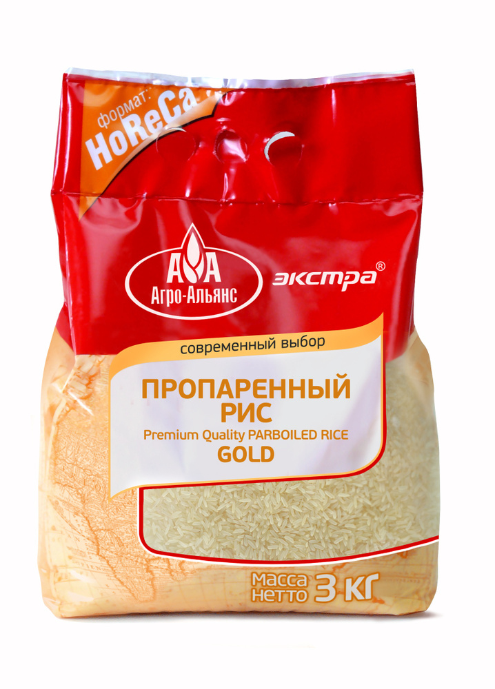 Пропаренный рис "Gold" "Агро-Альянс" Экстра HoReCa, 3 кг #1