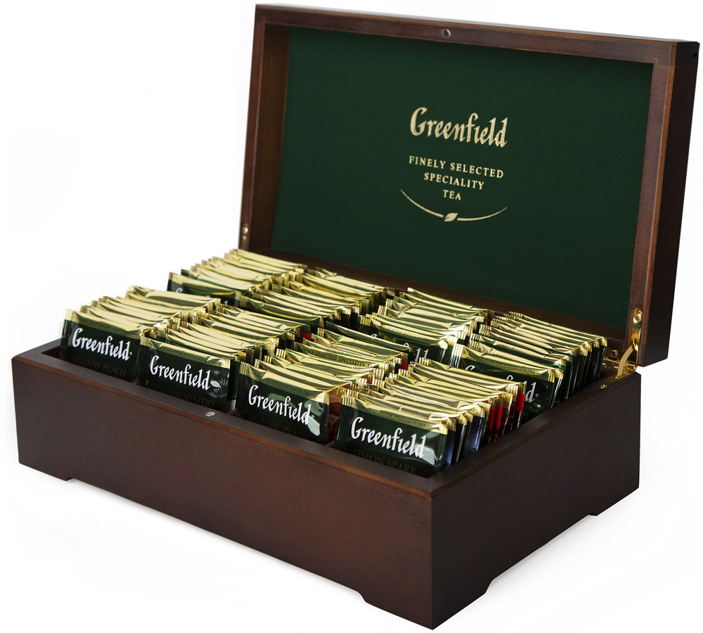 Подарочный набор чая ГРИНФИЛД в пакетиках 96 шт. деревянная шкатулка, GREENFIELD Finely Selected Speciality #1