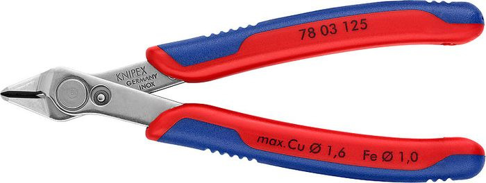 Кусачки Knipex Electronic Super Knips, прецизионные, KN-7803125, красный, синий, 125 мм  #1