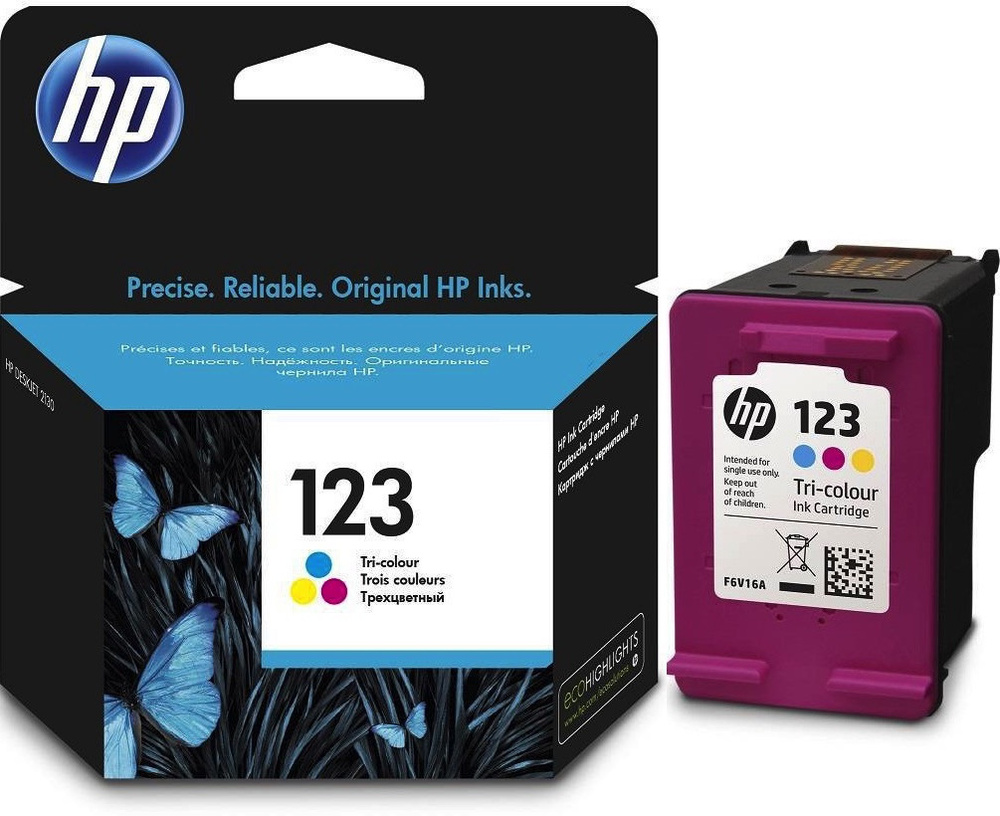 Картридж HP 123, цветной(colour), оригинальный, для струйного принтера (F6V16AE)  #1