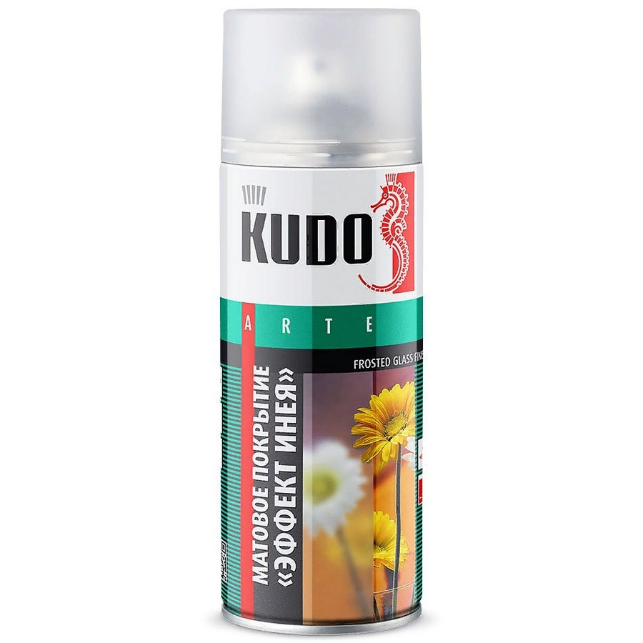 KUDO Аэрозольная краска Быстросохнущая, Гладкая, до 80°, Акриловая, Матовое покрытие, 0.52 л, прозрачный,Уцененный #1