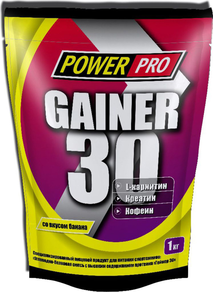 Гейнер Power Pro Gainer 30 со вкусом банана, 1 кг #1