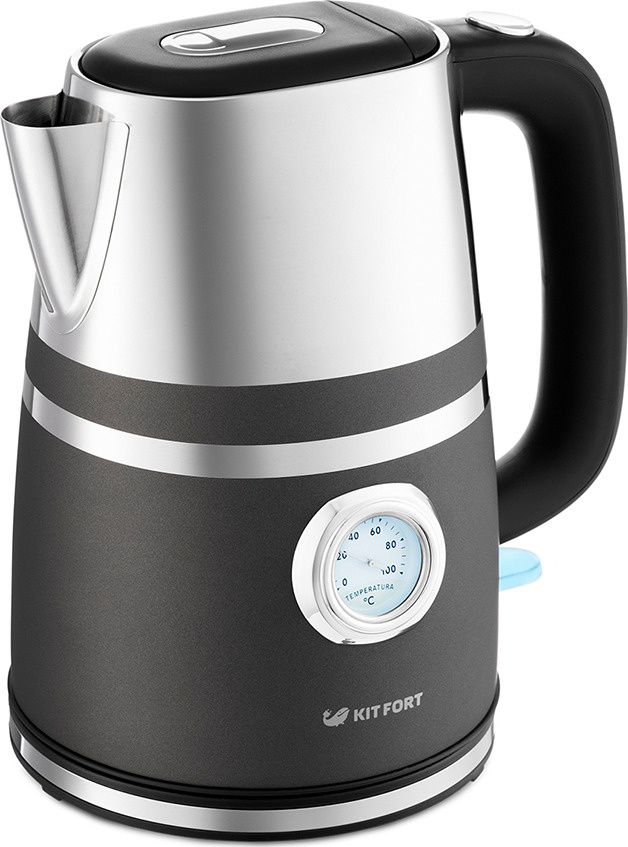 Электрический чайник Kitfort КТ-670-1, 2200 Вт, объем 1,7 л, винтажный термометр, цвет графит  #1