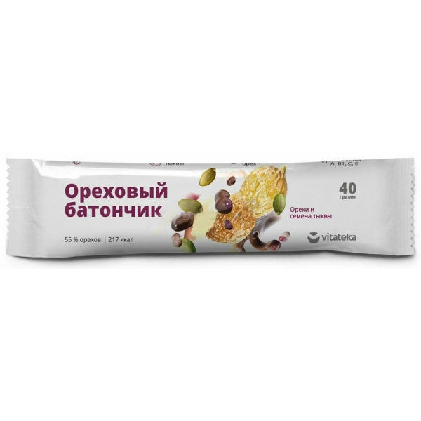 Витатека Батончик мюсли орех С Тыквицей с витамином С, 40Г (Бад)  #1