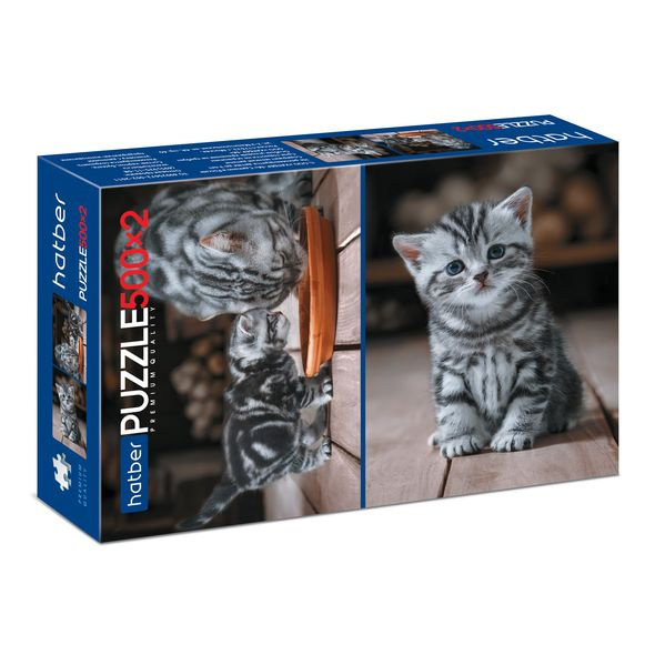 Пазлы Hatber premium 500+500 элементов А2ф "2 картинки в 1 коробке" -Котиков много не бывает-  #1