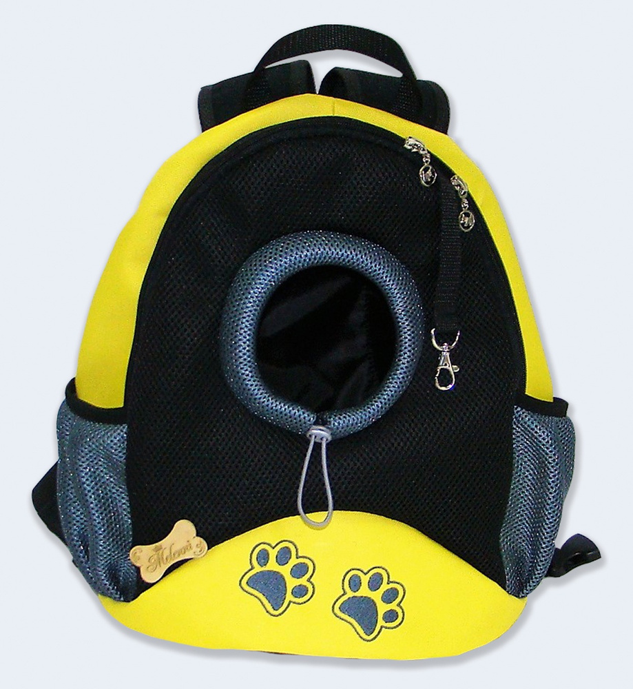 Рюкзак для животных Melenni Стандарт Лапы М желтый/черная сетка  #1