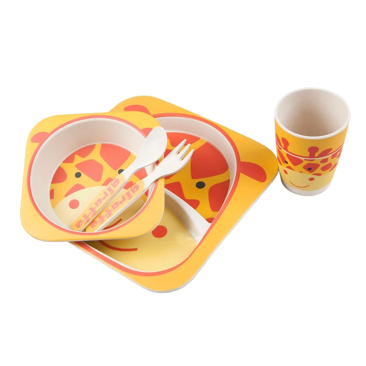 Детский столовый набор, тарелка, миска, ложка, вилка, стакан, цвет оранжевый, 27х25х10 см  #1
