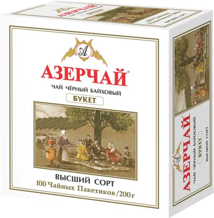 Чай в пакетиках черный Азерчай Букет, 100 шт