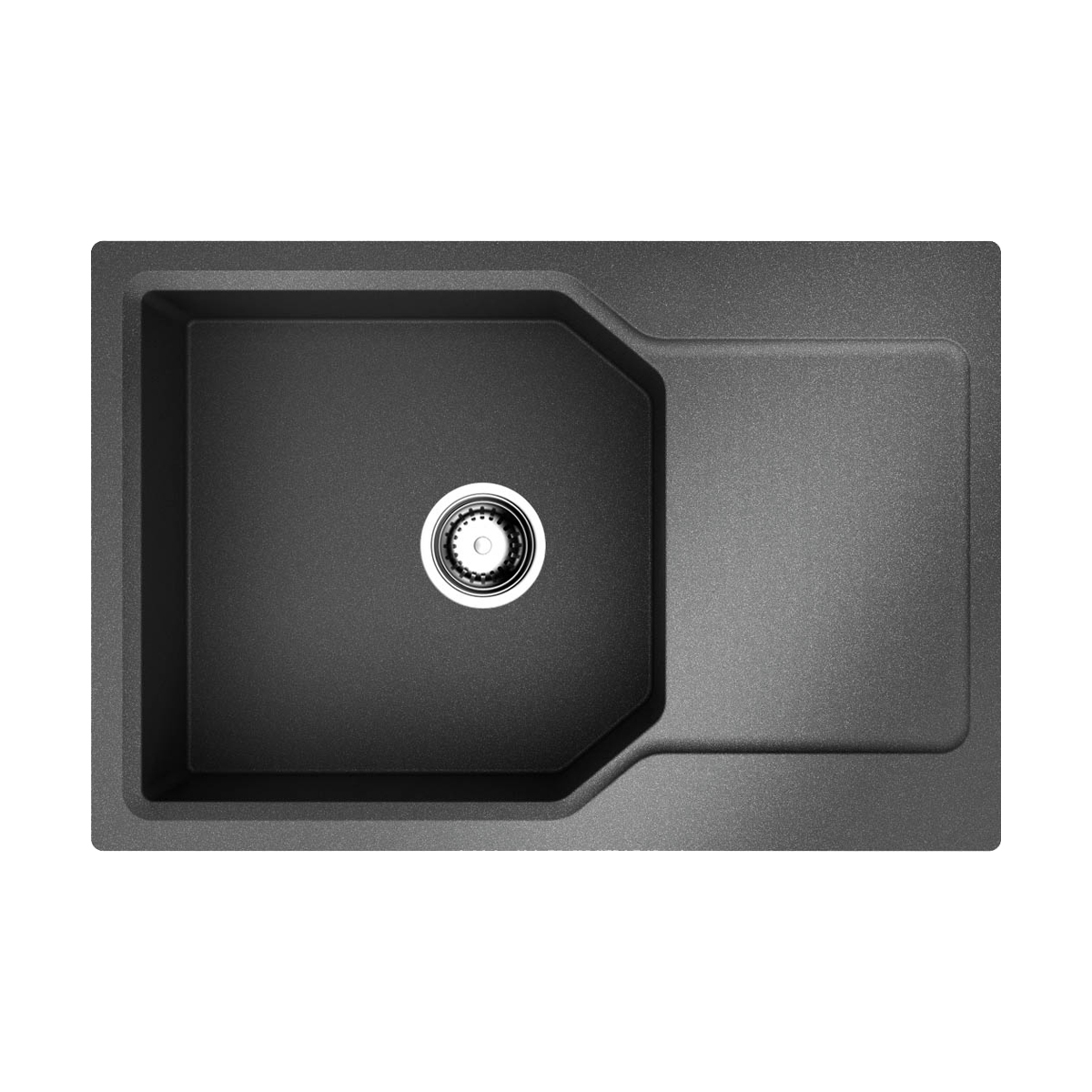 КухоннаямойкаскрыломOMOIKIRIYonaka78-LB-BL,искусственныйгранит/большаячаша/черный