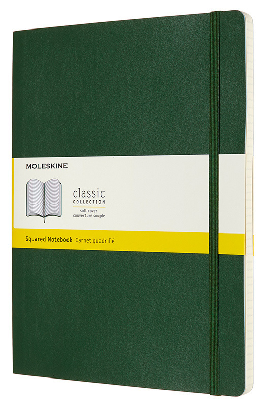 Блокнот в клетку Moleskine CLASSIC SOFT (QP622K15) 19х25см 192стр. мягкая обложка, зеленый  #1