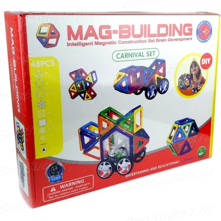 Mag-Building Магнитный Детский Развивающий Конструктор Mag-Building 48 Деталей, Mag-Building Конструктор #1