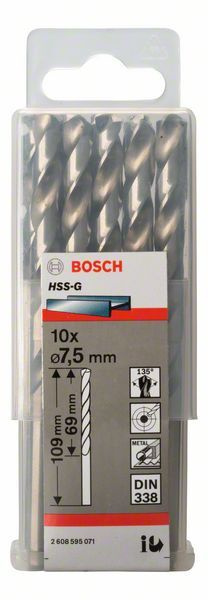 Сверло по металлу HSS-G 7,5x69x109 мм BOSCH (2608595071) #1