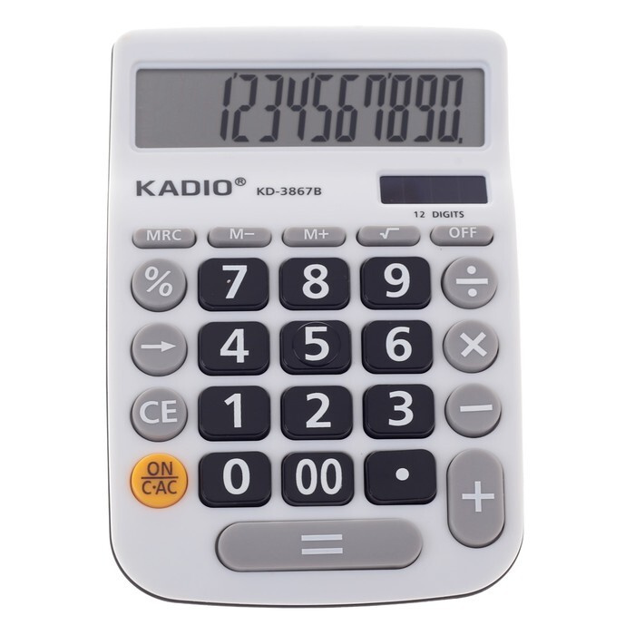 Калькулятор настольный, 12 - разрядный, 3867B, двойное питание  #1