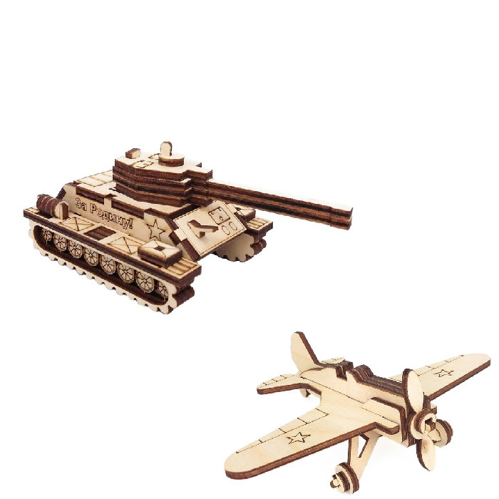 Комплект сборных моделей, танк и военный самолет #1