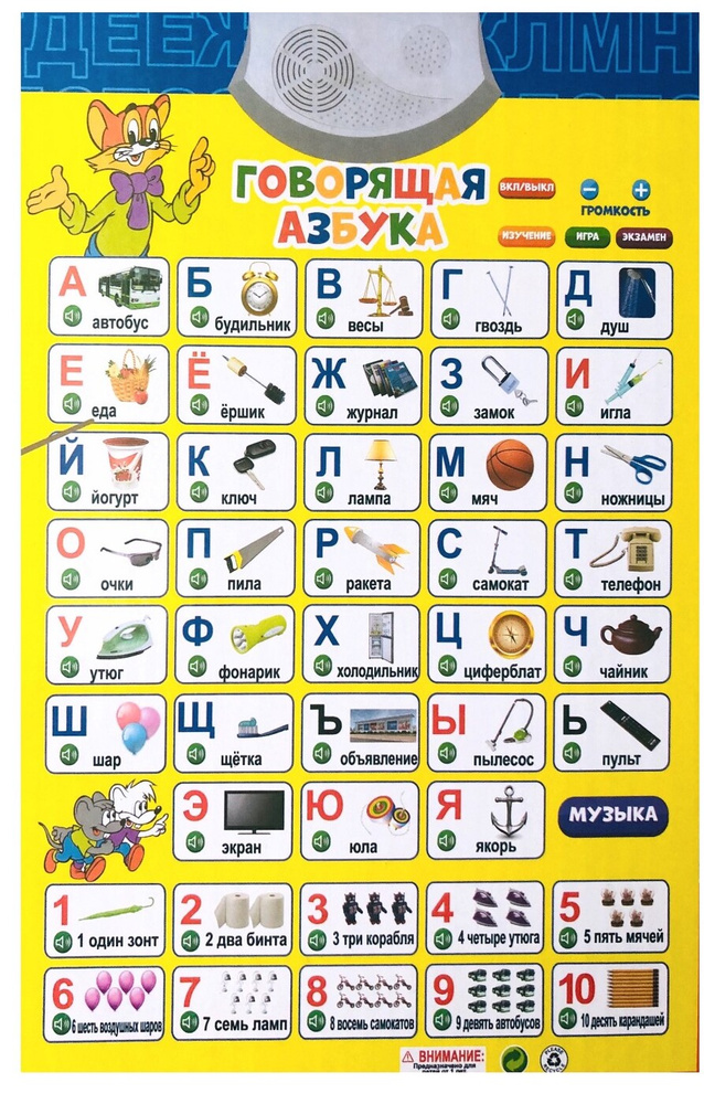 Развивающая интерактивная игра плакат "Говорящая азбука" Кот Леопольд  #1