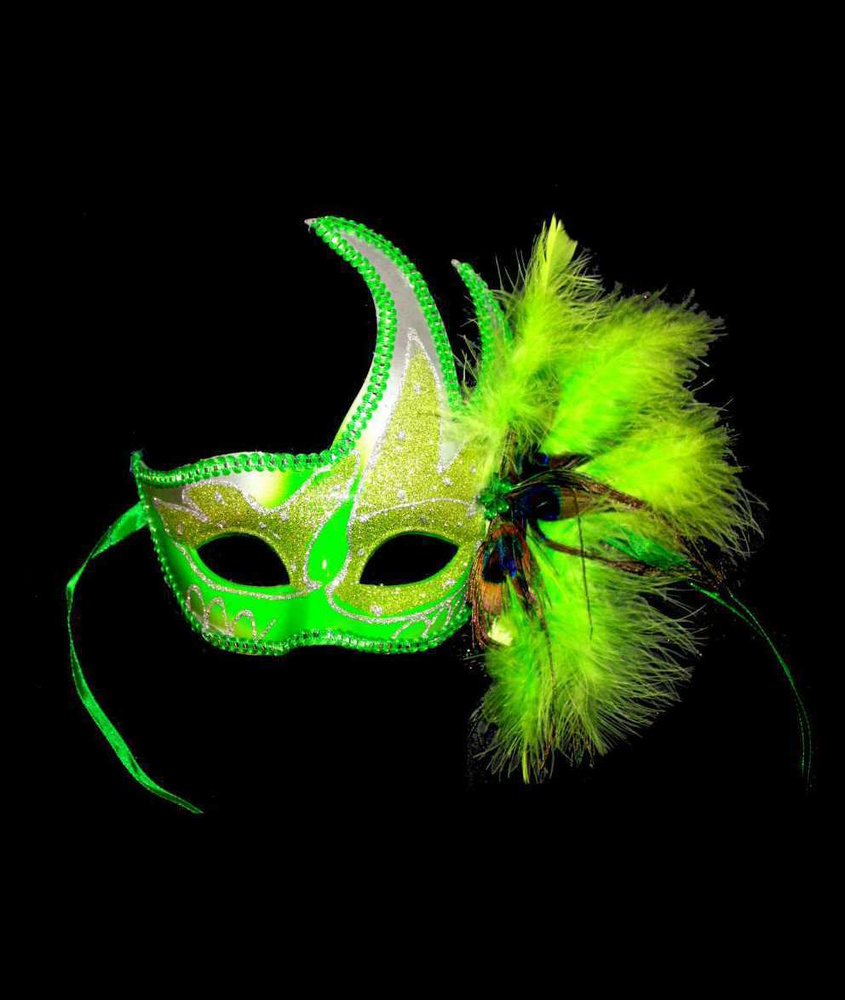 Карнавальная венецианская маска зеленая 23 см #1
