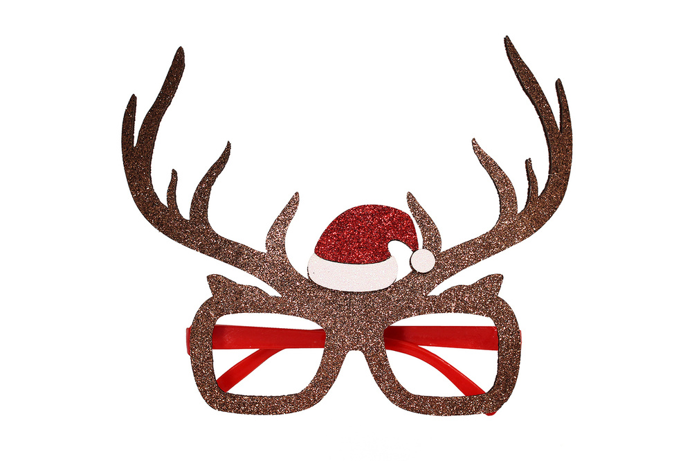 Карнавальные очки Рога оленя с колпаком коричневые #1