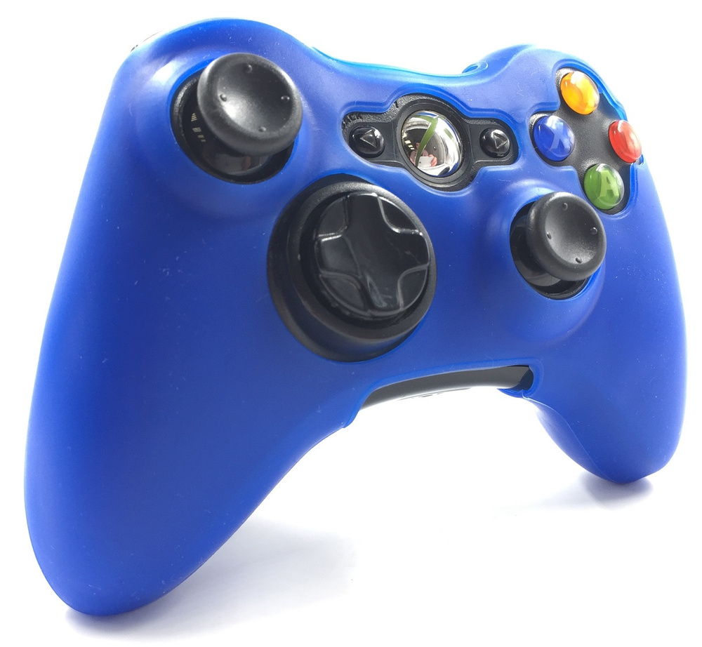 /полное силиконовое покрытие + защита от ударовЧехол на геймпад XBOX 360 Синий (Blue)  #1