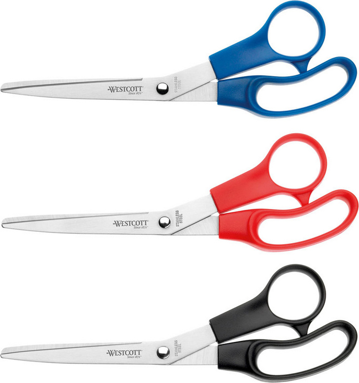 Набор ножниц WESTCOTT BUERO 3 штуки, 20 см, симметричные пластиковые кольца, цвета: черный, красный, #1