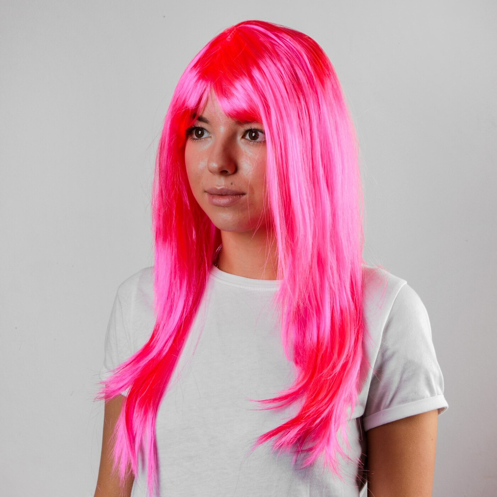 Парик карнавальный "Красотка", волосы искусственные, цвет розовый  #1