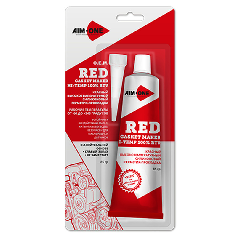 Герметик для прокладок 85гр. Красный AIM-ONE. RED RTV Gasket Maker Neutral Type  #1