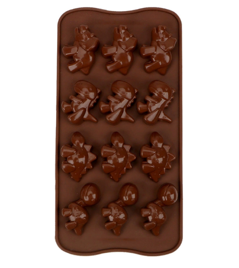 Форма для шоколадных конфет силиконовая "Динозаврики", 12 ячеек  #1
