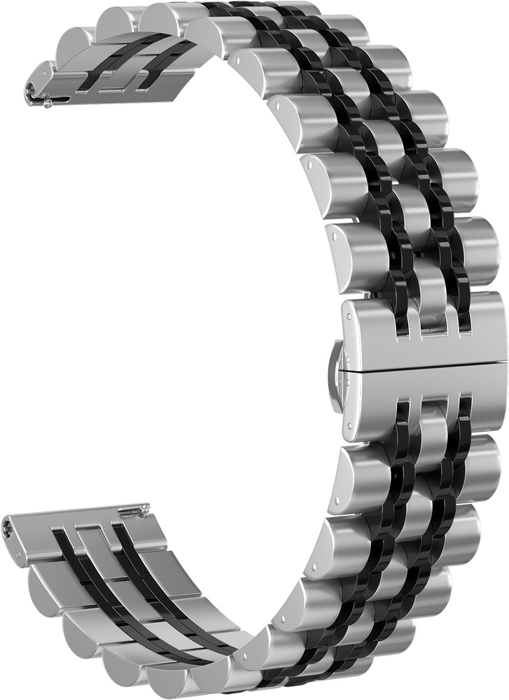 Ремешок металлический GSMIN Elegy 22 для Samsung Galaxy Watch 3 45мм (Серебристо-черный)  #1