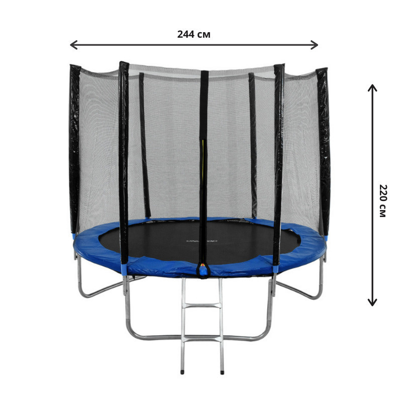 Уличный батут спортивный TAKARA LN-2360-8FT с защитной сеткой, диаметр: 244 см  #1