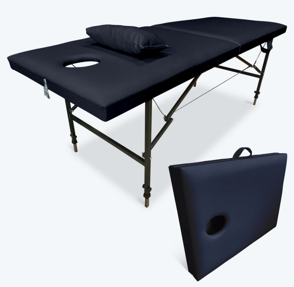 Массажный стол складной 190х70 и регулировкой высоты 65-85 см Черный Fabric-stol  #1