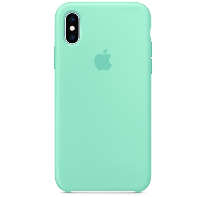 Силиконовый чехол для смартфона Silicone Case на iPhone X / Айфон X с логотипом, мятный  #1