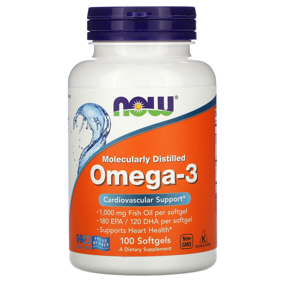 NOW Omega-3 1000 мг (100 гелевых капсул) #1