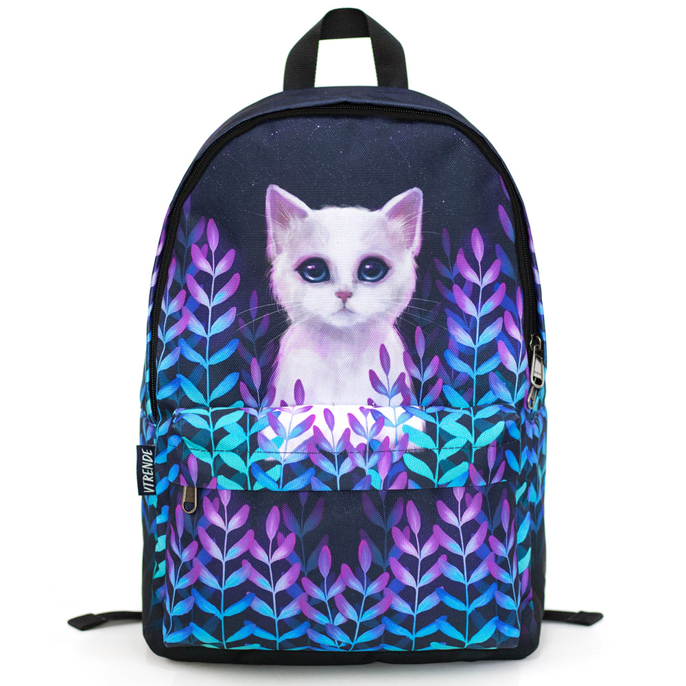 Школьный рюкзак для девочки, женский городской рюкзак с котом аниме "Котик принт"  #1