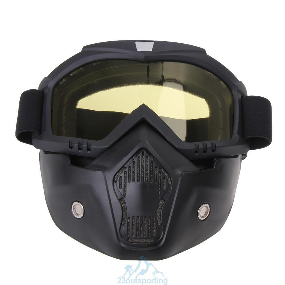 Очки маска GXT с защитой лица для мотокросса, снегохода, эндуро, ATV, сноуборда (маска), черные, желтая #1