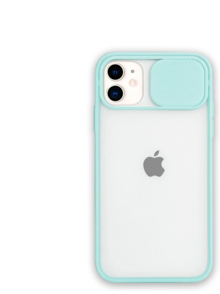 Чехол для iPhone 11 накладка силиконовая полупрозрачная с шторкой для защиты камеры  #1