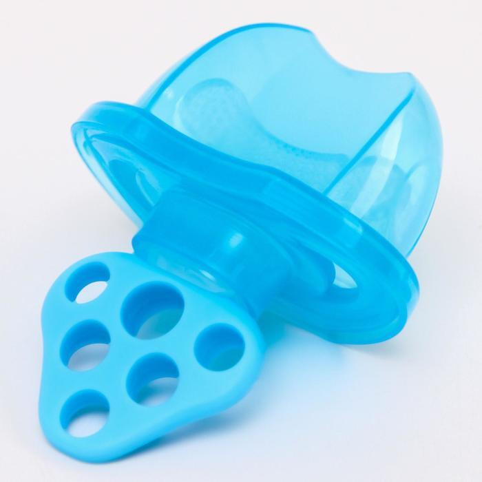 Прорезыватель силиконовый "Для передних зубов", синий, с колпачком  #1