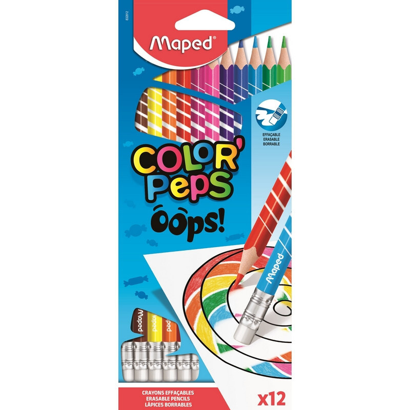 Комплект 3шт. Карандаши цветные c ластиком Maped COLOR'PEPS OOPS,12цв, пластик, 832812  #1