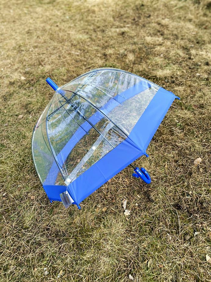 Зонт-трость прозрачный /Детский зонтик от дождя Galaxy C-528 полуавтомат (синий)  #1