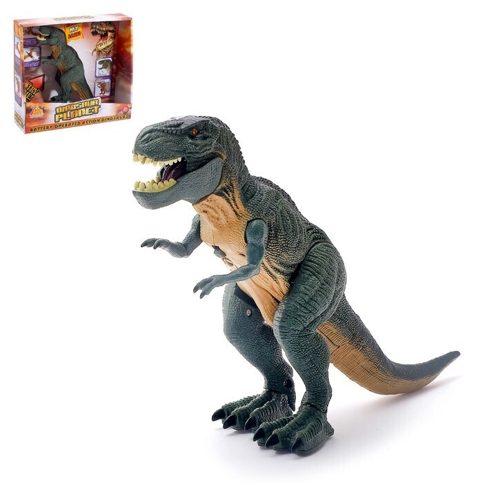 Динозавр "Рекс", работает от батареек, световые и звуковые эффекты детские  #1