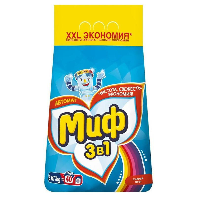 Порошок стиральный Миф Морозная свежесть автомат 3в1 6кг - купить с ...