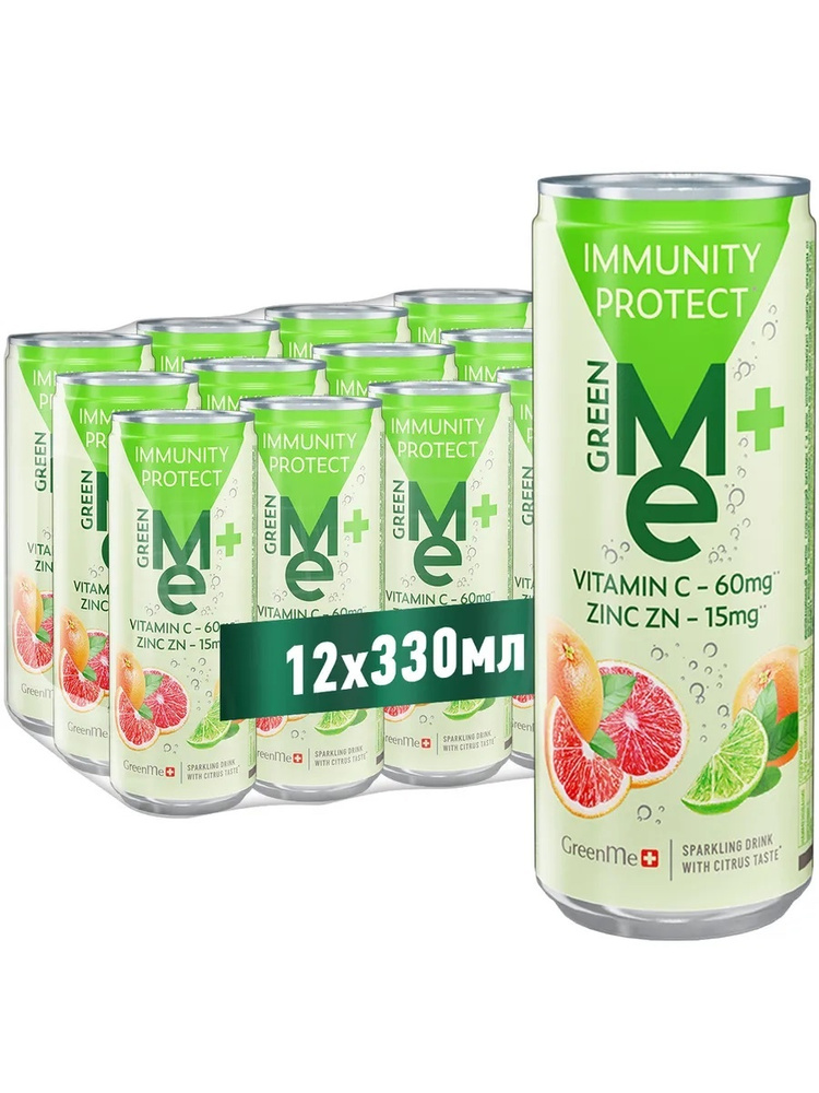 Газированный напиток GreenMe Plus (ГринМи Плюс) Protect с витамином С и цинком Цитрус, 12 шт. по 0.33 #1