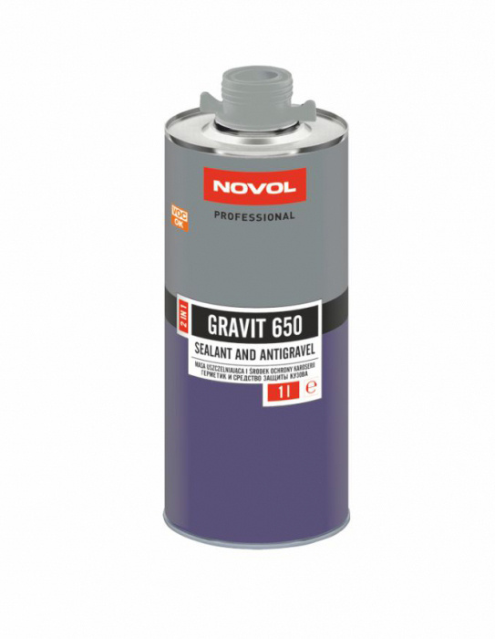 Герметик Novol GRAVIT 650 полиуретановый серый под пистолет + защита кузова 1л  #1