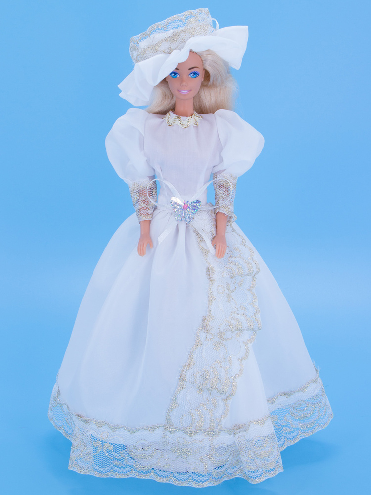 Одежда для кукол Модница Бальное платье для куклы Барби 29 см белый  #1