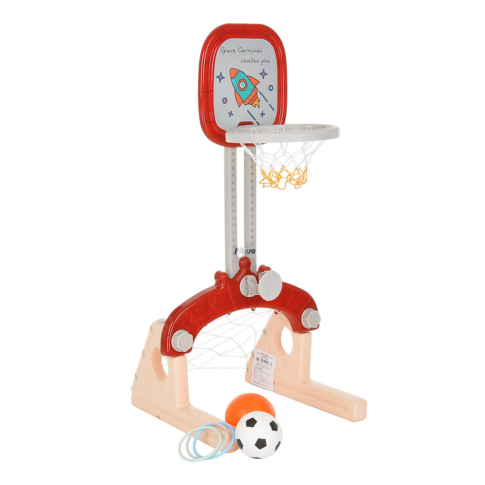 Баскетбольное кольцо детское Pituso Ракета Red/Красный (с кольцебросом и футбольными воротами)  #1