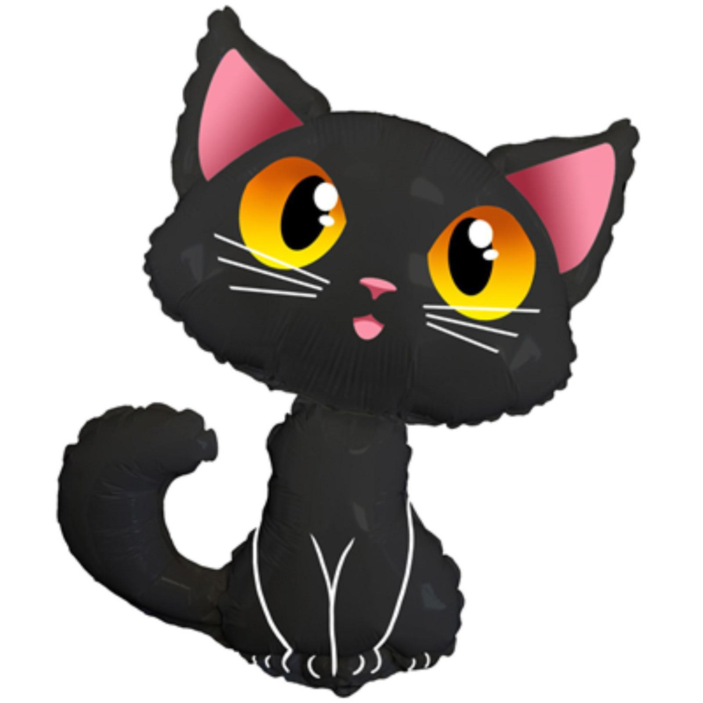 Шар фольгированный Flexmetal 36" фигура "Кот черный" #1