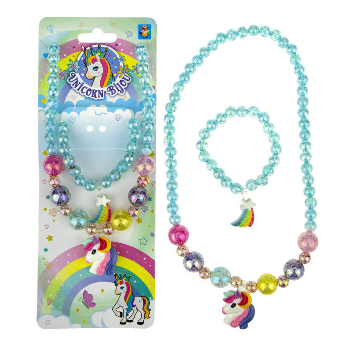 Набор бижутерии для девочки 1TOY Unicorn Bijou, украшения, детские бусы с единорогом и браслет  #1