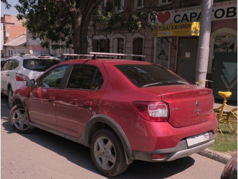 Багажник на крышу Renault LOGAN, Sandero дуга аэро-стандарт 60мм / black опоры х/к сталь ULTRA-BOX  #1