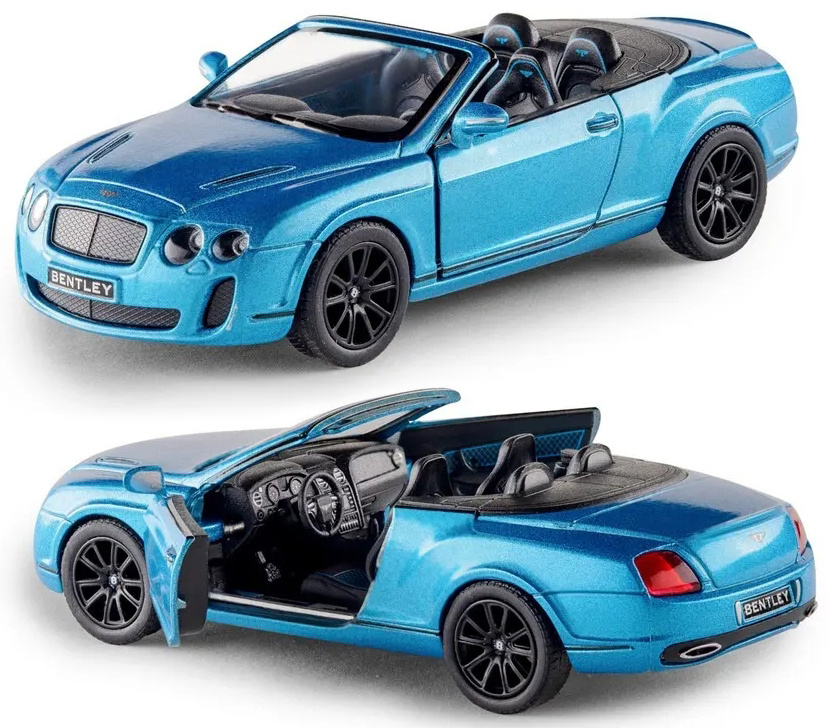 Машинка металлическая Kinsmart 1:38 Bentley Continental Кабриолет 5353DKT инерционная, двери открываются #1