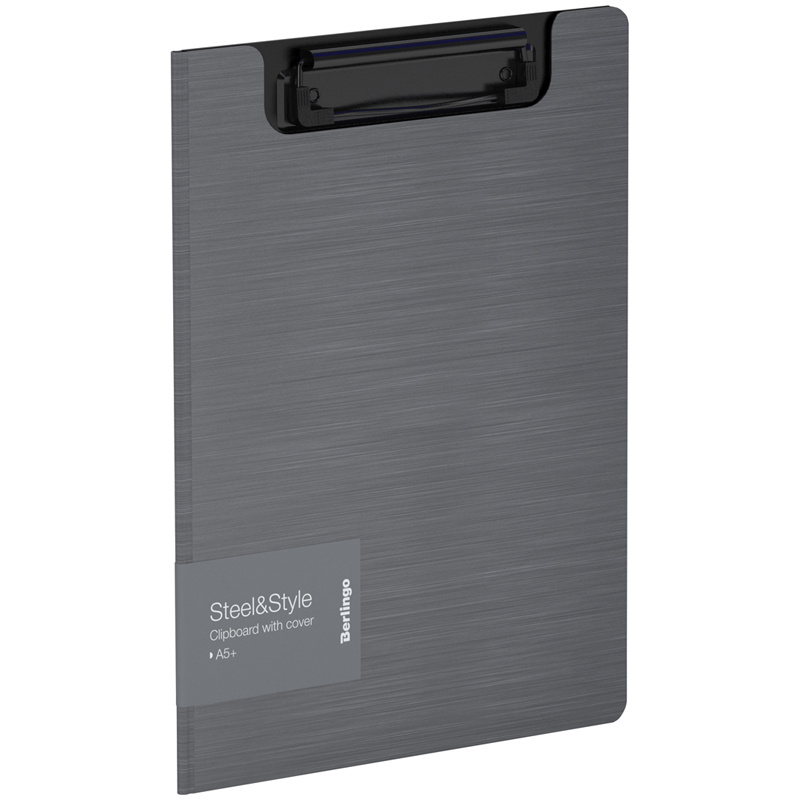 Папка-планшет с зажимом Berlingo "Steel&Style" A5+, 1800мкм, пластик (полифом), серебристый металлик #1