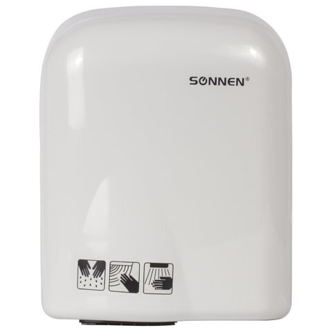 Сушилка для рук SONNEN HD-165, 1650 Вт, пластиковый корпус, белая  #1