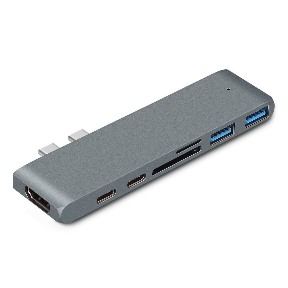 USB-концентратор (адаптер, переходник) Aluminum Type-C 7 в 1 (Gray) для MacBook  #1